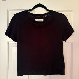 Anthropologie Knit Sweater T-Shirt Short Sleeve Top Black Women’s XSP